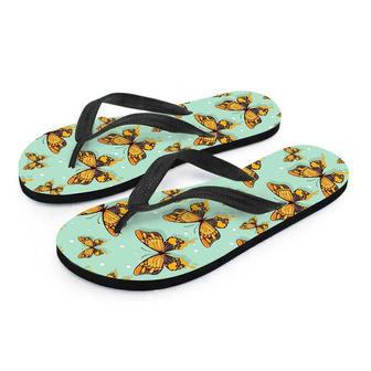 Yellow Butterfly Print Men's Flip Flops | Newhawaiianshirts AU