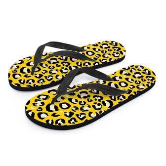 Yellow Leopard Men's Flip Flops | Newhawaiianshirts DE