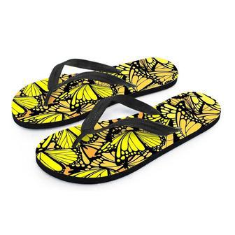 Yellow Monarch Butterfly Men's Flip Flops | Newhawaiianshirts DE