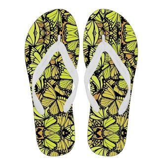 Yellow Monarch Butterfly Pattern Print Men & Women Flip Flops | Newhawaiianshirts DE