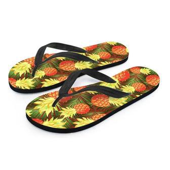 Yellow Neon Pineapple Hawaiian Print Men's Flip Flops | Newhawaiianshirts DE