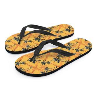 Yellow Palm Tree Hawaiian Print Men's Flip Flops | Newhawaiianshirts UK