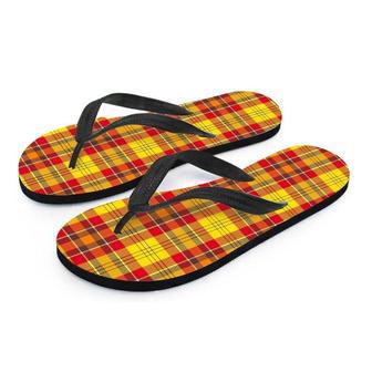 Yellow Plaid Tartan Men's Flip Flops | Newhawaiianshirts AU