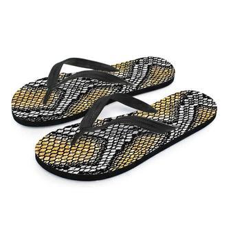 Yellow Snakeskin Print Men's Flip Flops | Newhawaiianshirts CA