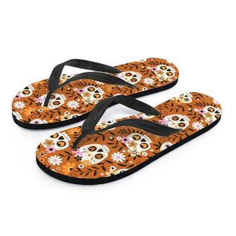 Yellow Sugar Skull Men's Flip Flops | Newhawaiianshirts