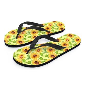 Yellow Sunflower Print Men's Flip Flops | Newhawaiianshirts CA