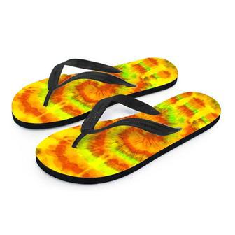 Yellow Tie Dye Men's Flip Flops | Newhawaiianshirts DE