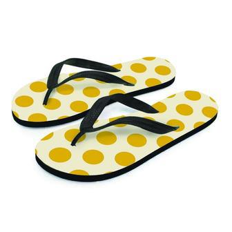 Yellow White Polka Dot Men's Flip Flops | Newhawaiianshirts DE