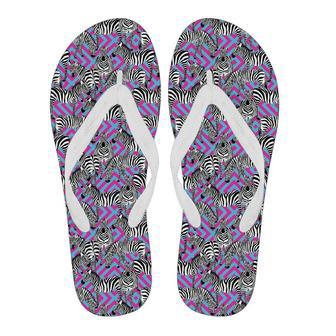 Zebra Neon Pattern Print Men & Women Flip Flops | Newhawaiianshirts CA