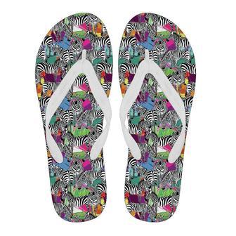 Zebra Pattern Print Men & Women Flip Flops | Newhawaiianshirts DE