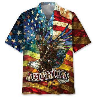 America Bald Eagle Of July Stained Glass Art Hawaiian Shirt | Newhawaiianshirts AU