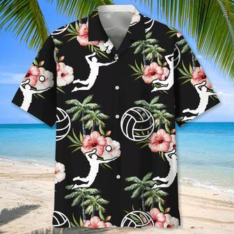 American Flag Volleyball Flowers Hawaiian Shirt for Men, Women, Summer Volleyball Team Shirt | Newhawaiianshirts UK