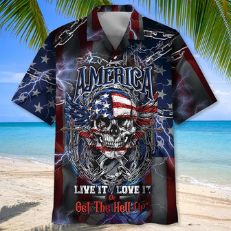 American Patriot Skull Hawaiian Shirt for Men, Women, Skull Lovers of July Shirt | Newhawaiianshirts