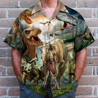 Angry Dinosaur Hawaiian Shirt Lost In Jurassic Park Dinosaur Theme | Newhawaiianshirts