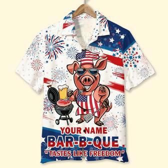 Bar-B-Que Tastes Like Freedom Personalized Grill Independence Day Hawaiian Shirt | Newhawaiianshirts AU