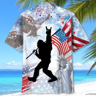 Bigfoot Happy Of July Hawaiian Shirt for Men, Women, Animal America Flag Summer Shirt | Newhawaiianshirts CA