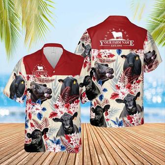 Black Angus Custom Name And Farm Name Hawaiian Shirt for Farmers | Newhawaiianshirts AU