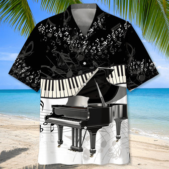 Black and White Piano Hawaiian Shirts For Men, Piano Players Summer Shirt | Newhawaiianshirts