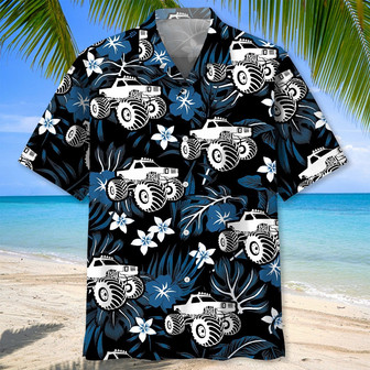 Blue Monster Truck Hawaiian Shirt for Men, Women, Monster Truck Summer Shirt | Newhawaiianshirts