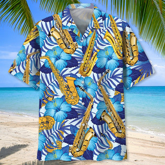 Blue Saxophone Tropical Hawaiian Shirt for men, Women, Saxophone Lovers | Newhawaiianshirts