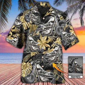 Bobber Motorcycle Tropical Flower Pattern Vibe Custom Photo Hawaiian Shirt, Hawaiian Shirt for Men Women | Newhawaiianshirts CA