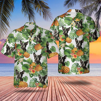Boston Terrier Tropical Pattern Hawaiian Shirt , Summer Beach Shirt Gift For Dog Lovers | Newhawaiianshirts