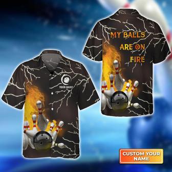 Bowling My Balls Are On Fire Personalized Name Hawaiian Shirt Gift For Bowler | Newhawaiianshirts