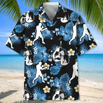 Boxing Nature Hawaiian Shirt Blue Flowers Aloha Shirt for Men, Boxers | Newhawaiianshirts AU