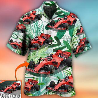 Car Formula One Tropical Custom Photo Hawaiian Shirt, Personalized Hawaiian Shirt Gift | Newhawaiianshirts DE