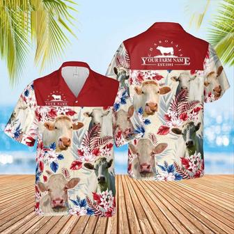 Charolais Cattle Custom Name And Farm Name Hawaiian Shirt for Farmers | Newhawaiianshirts UK