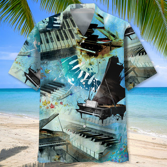 Colorful Piano Hawaiian Shirts For Men , Watercolor Piano Hawaiian Shirt for Piano Players, Musician | Newhawaiianshirts