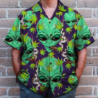 Custom Alien Smoking Canabis Hawaiian Shirt | Newhawaiianshirts CA