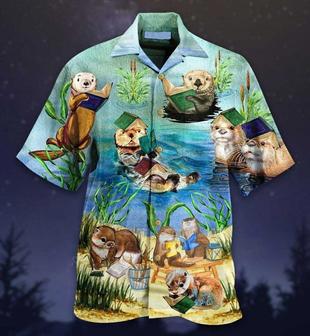 Custom Cute Otter Reading Book Hawaiian Aloha Shirts Summer Vibes Tropical Fashion for Otter Lovers | Newhawaiianshirts UK