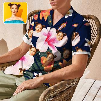 Custom Face Big Flower Camp Collar Hawaiian Shirt Personalized Men Photo Tropical Aloha Shirt | Newhawaiianshirts DE