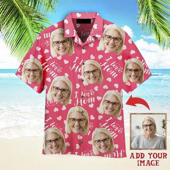 Custom Face Love Mom Pink Seamless Custom Hawaiian Shirt, Personalized Hawaiian Shirts, Custom Photo Hawaiian Shirt | Newhawaiianshirts AU