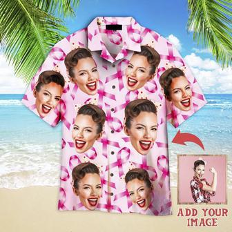 Custom Face On Breast Cancer Ribbons Awareness Custom Hawaiian Shirt, Personalized Hawaiian Shirts, Custom Photo Hawaiian Shirt | Newhawaiianshirts CA