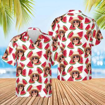 Custom Face Photo Watermelon Pattern Hawaiian Shirt, Perfect Shirt for Men Women, Personalized Hawaiian Shirt | Newhawaiianshirts CA