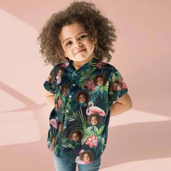 Custom Face Shirt Kid's Hawaiian Shirt Flamingo Flower | Newhawaiianshirts AU