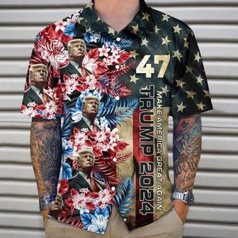 Custom Funny Photo Trump 2024 Hawaii Shirt 62482 Trump 2024 Make America Great Again | Newhawaiianshirts UK