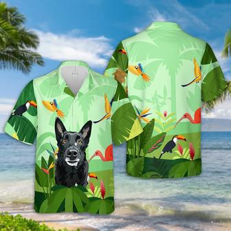 Custom Green Hawaiian Shirts with Dog Face Hand-Painted, Hawaiian Outfit for Couples, Personalized Gift for Pet Lover | Newhawaiianshirts AU