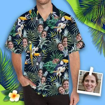 Custom Hawaiian Shirt with Face Best Couple Gift Flower Parrot Face Shirt Personalized Hawaiian Shirts Birthday Party Gift | Newhawaiianshirts UK