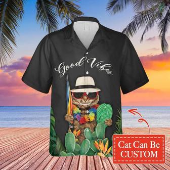 Custom Image Cat Good Vibes Hawaiian Shirt, Hawaiian Shirts for Men Women, Upload Photo Pet Shirt | Newhawaiianshirts DE