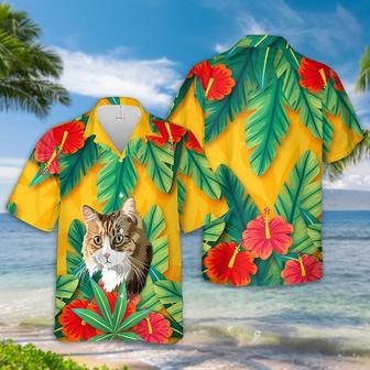 Custom Photo Dog Hawaiian Shirt, Green and Yellow Hawaii Shirt with Hand-Painted Pet Face, Tropical Print Shirts | Newhawaiianshirts CA