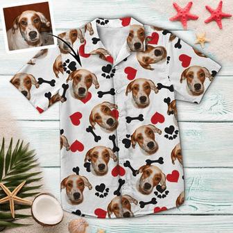 Custom Photo Dog Heart And Bone Hawaiian Shirt for Men, Women, Gift for Dog Lover | Newhawaiianshirts DE