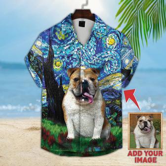 Custom Photo Dog Starry Night Pattern Blue Color Hawaii Shirt, Dog aloha shirt for men, Hawaii shirt woman | Newhawaiianshirts UK