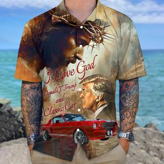 Custom Photo I Love God Trump And Classic Car Hawaiian Shirt 62603 Gift For Trump Lovers | Newhawaiianshirts