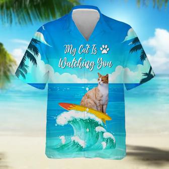 Custom Photo My Cat Is Watching You Hawaii Shirt, Perfect Shirt for Cat Lover | Newhawaiianshirts AU