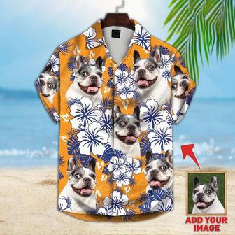 Custom Photo Pet Face Orange Tropical Hawaiian Shirt for Men, Women, Summer Beach Shirt | Newhawaiianshirts CA