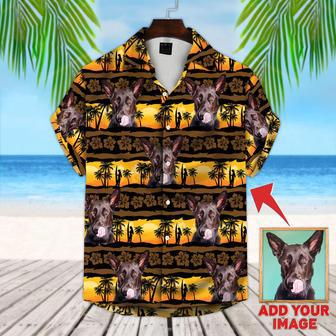 Custom Sunset & Palm Tree Pattern Short-Sleeve Hawaiian Shirt, Gift for Men Women, Dog Lover Shirt | Newhawaiianshirts CA