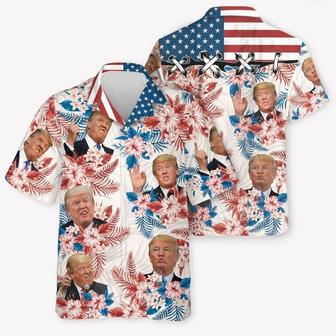 Custom Trump Face US Flag, Trump Homage Shirt, Personalized Hawaiian Shirt, Custom Photo, Election 2024 | Newhawaiianshirts AU